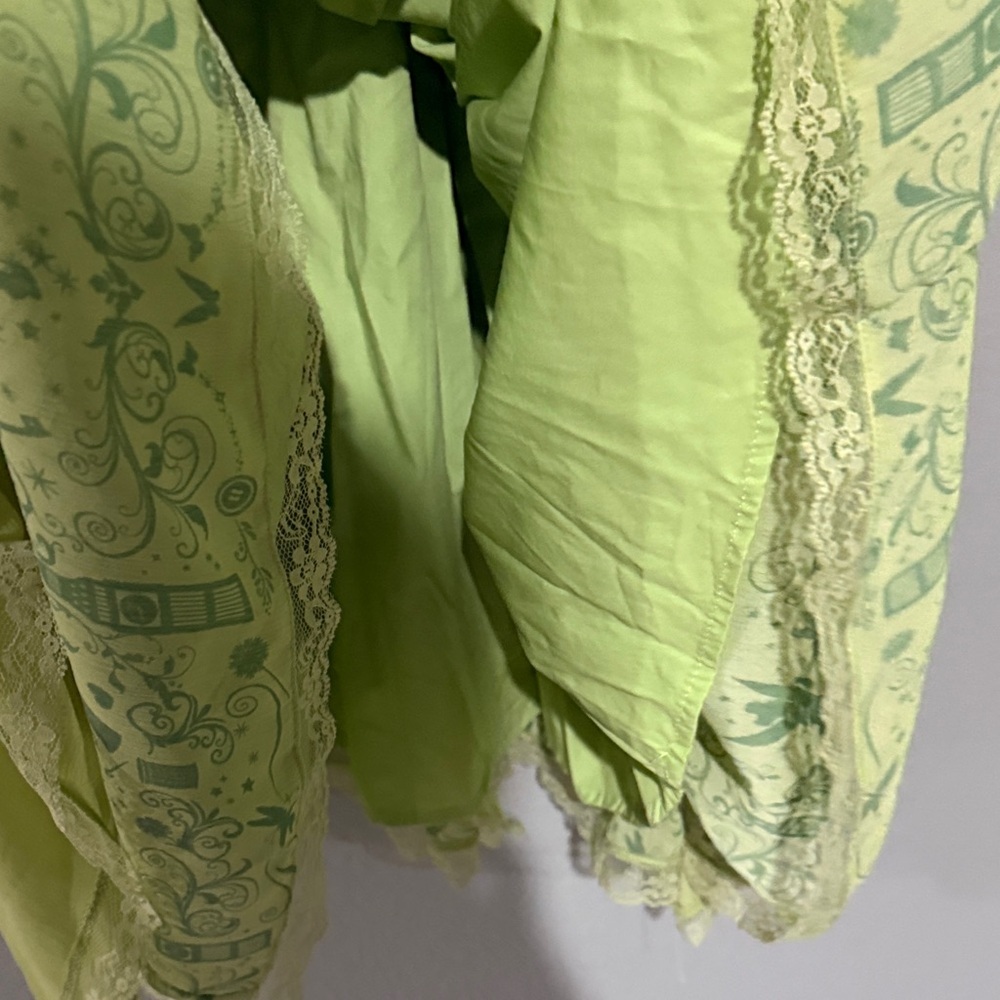 Disney tinkerbell cosplay Lime Green Lace Trim Dress Sz 1X lace up bodice - Picture 5 of 10
